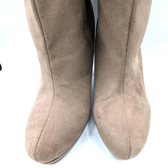 Mootsies Tootsies Suede Knee-High Heels – 3.5" Heel - Y2K Minimalist, Taupe, 10M - Picture 3 of 16